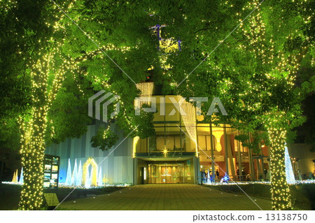 Yokohama, Christmas illumination at the entrance of marine tower 13138750