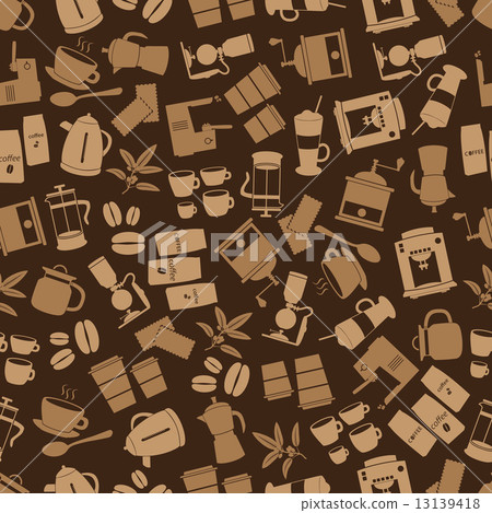 coffee icons brown seamless pattern eps10 13139418