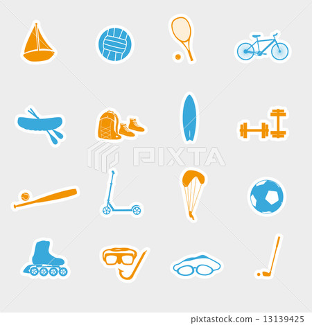 summer sports and equipment stickers eps10 13139425