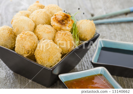 Katsu Chicken Balls - Japanese style breaded and deep fried rice balls filled with chicken curry. 13140662