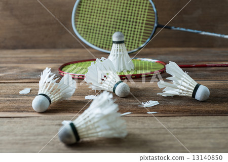 Set of badminton. Paddle and the shuttlecock Set of badminton. Paddle and the shuttlecock 13140850