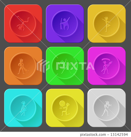 dancing ethnic little man, abstract little man as yogi, with tru 13142594