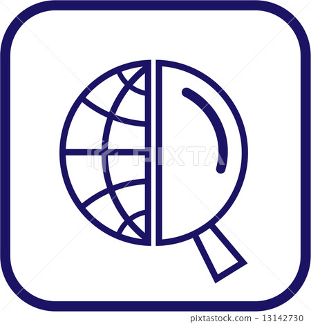 Vector globe and magnifying glass icon 13142730