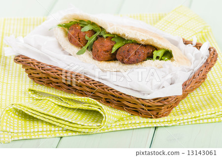 Kofta Kebab - Minced meat kebabs in a pita bread. Kofta Kebab - Minced meat kebabs in a pita bread. 13143061