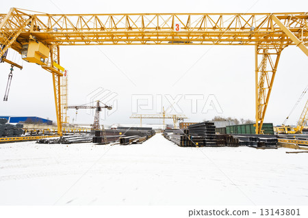 scenery with bridge cranes and metal products 13143801