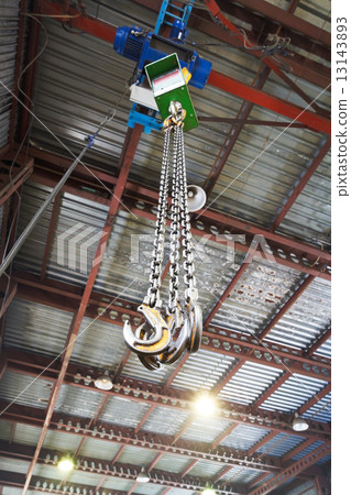 hooks of weigher bridge crane in warehouse 13143893