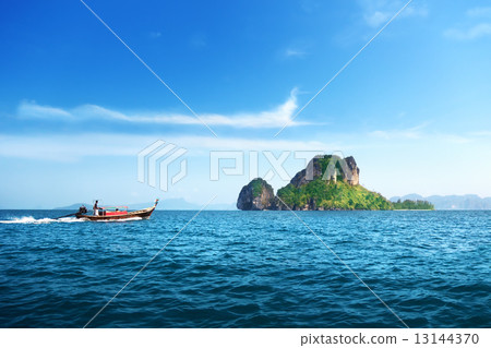 speed boat and Poda island in Thailand 13144370