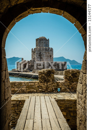 The Bourtzi tower, Methoni, Peloponnese, Greece. 13144577