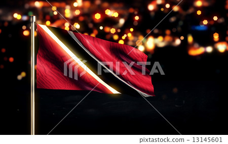 Trinidad and Tobago National Flag City Light Night Bokeh Background 3D 13145601