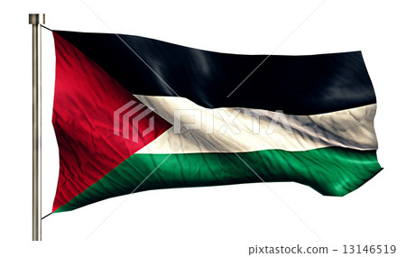 Palestine National Flag Isolated 3D White Background Palestine National Flag Isolated 3D White Background 13146519