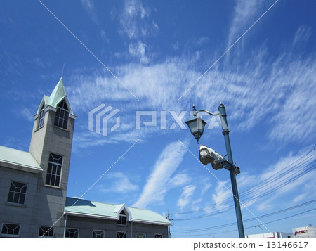 Triangular roof in blue sky 13146617