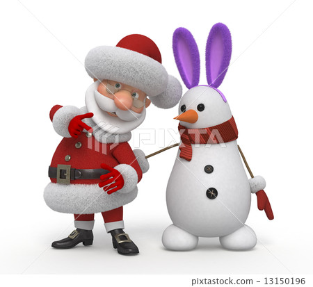 3d Santa Claus with a snowman - Stock Illustration [13150196] - PIXTA