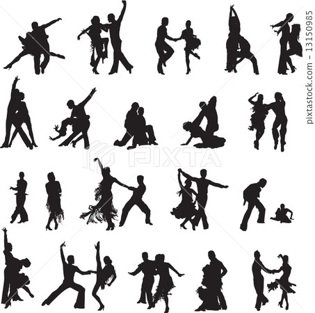 silhouettes of couples ballroom dancing 13150985