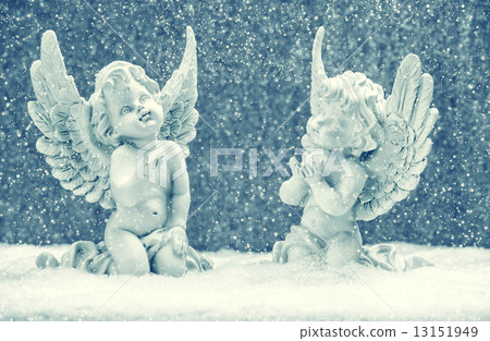 little guardian angels in snow. christmas decoration 13151949
