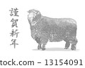 New Year's card material sheep 13154091