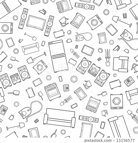 mess of outline icons house appliance seamless pattern 13156577