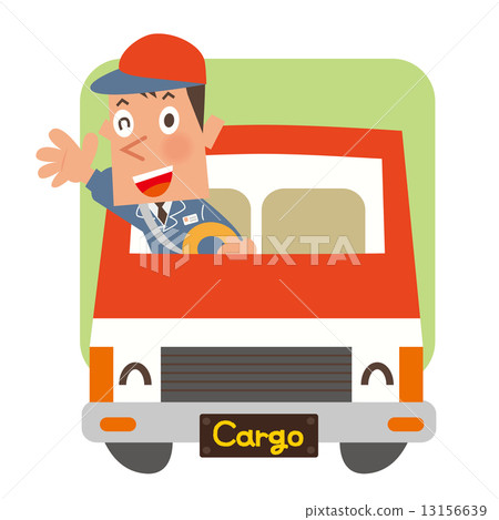運載汽車_紅色帽子人的一輛紅色卡車 13156639