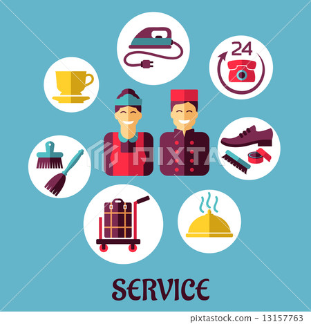Hotel room service flat design concept Hotel room service flat design concept 13157763