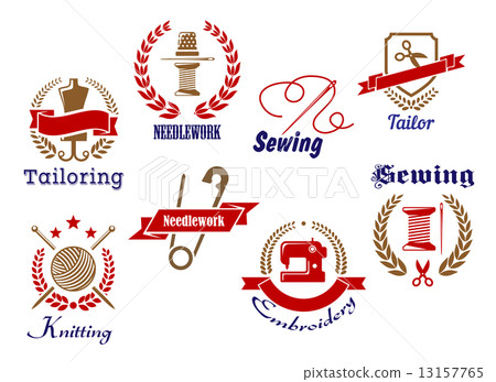 Needlework, knitting and tailoring emblems and icons Needlework, knitting and tailoring emblems and icons 13157765