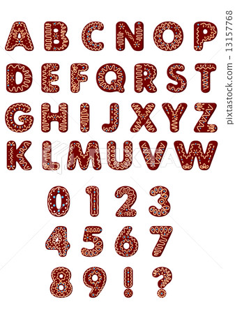 Gingerbread cookies alphabet and numbers Gingerbread cookies alphabet and numbers 13157768