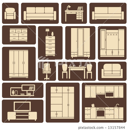 Flat furniture icons set design Flat furniture icons set design 13157844