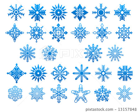 Blue winter snowflakes icons set Blue winter snowflakes icons set 13157848