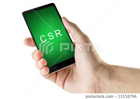 Corporate social responsibility or CSR word on digital smart pho 13158796