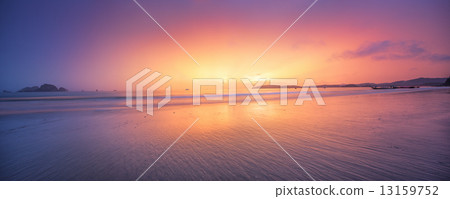 beautiful beach with colorful sky, Thailand 13159752