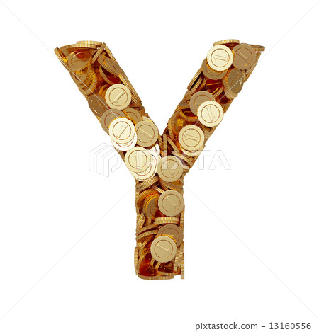 Alphabet letter Y with golden coins isolated on white background Alphabet letter Y with golden coins isolated on white background 13160556
