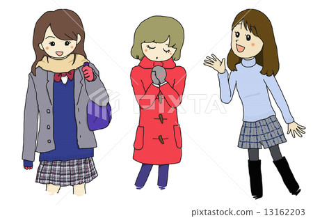 Winter clothing girl illustration - Stock Illustration [13162203