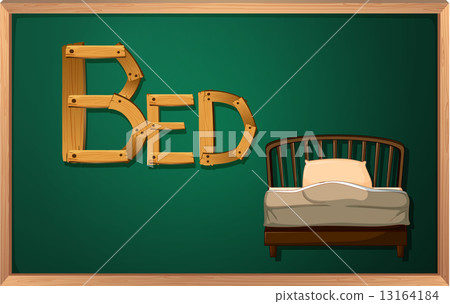 A blackboard with a bed 13164184