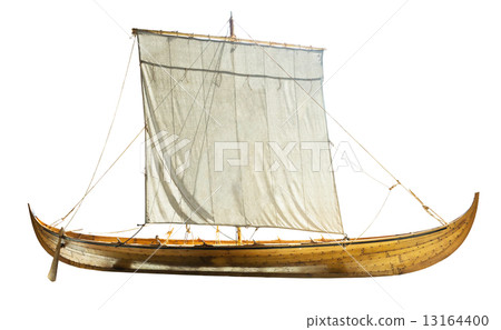 Wooden boat with sails unfurled Wooden boat with sails unfurled 13164400