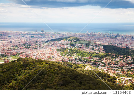 Top  view of residence district in Barcelona from Tibidabo 13164408