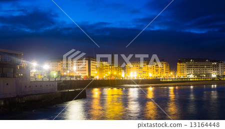 Embankment of Bay of La Concha in autumn evening at San Sebast Embankment of Bay of La Concha in autumn evening at San Sebast 13164448