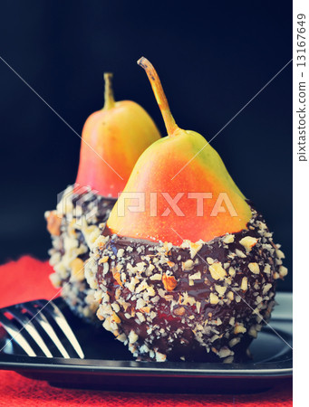 pears with chocolate pears with chocolate 13167649