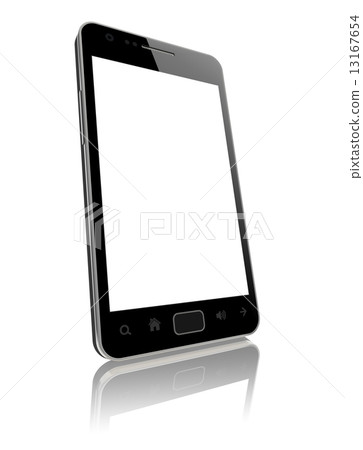 Modern smart phone with blank screen isolated Modern smart phone with blank screen isolated 13167654