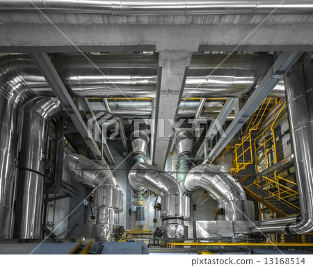 Industrial pipes in a thermal power plant Industrial pipes in a thermal power plant 13168514