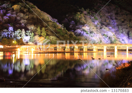 December Kyoto Arashiyama Togetsu bridge light up (Arashiyama Hana light road) 13170883