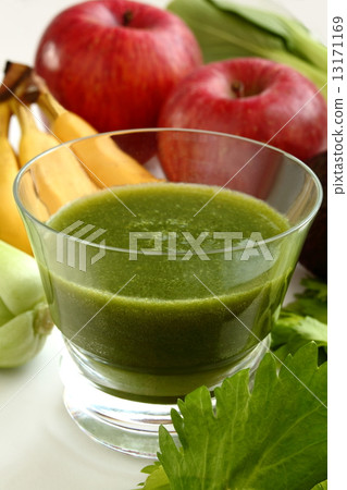 Green smoothie food ingredients white background Green smoothie food ingredients white background 13171169