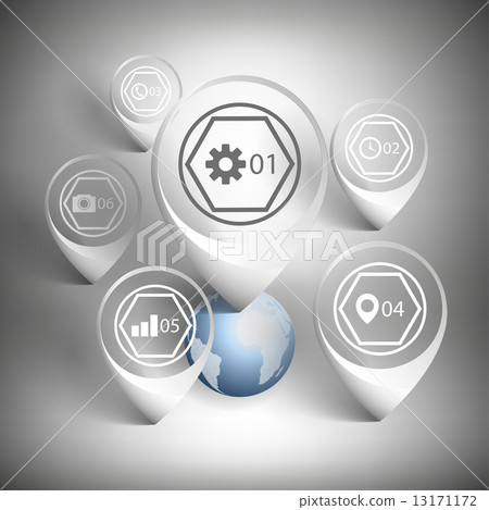 Map pointers set. White icon templates vector Map pointers set. White icon templates vector 13171172