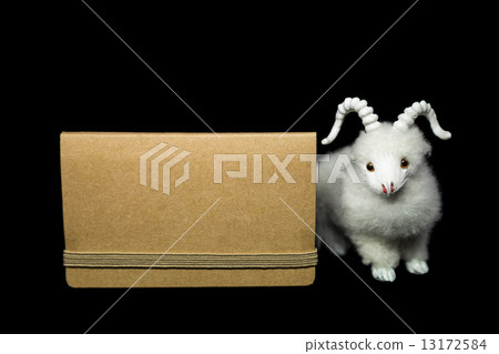 Goat or sheep with blank greeting card 13172584