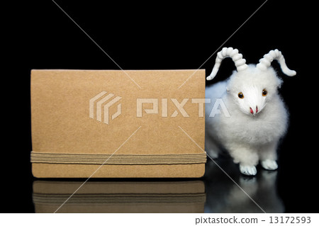 Goat or sheep with blank greeting card 13172593