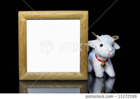 Goat or sheep with blank wood frame 13172599