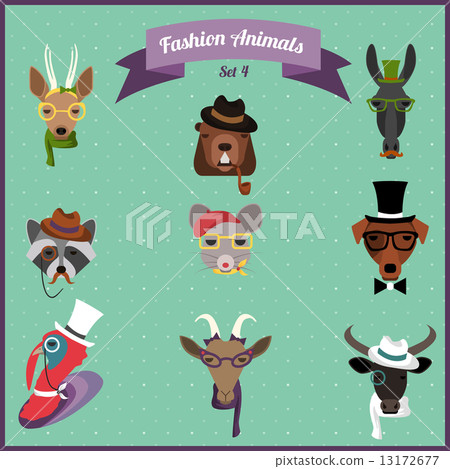 Fashion Hipster Animals set 4 13172677