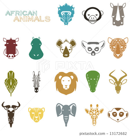 African Animals color icons 13172682