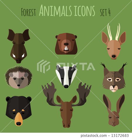 Forest animals flat icons. Set 2 13172683