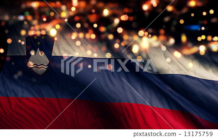 Slovenia National Flag Light Night Bokeh Abstract Background 13175759
