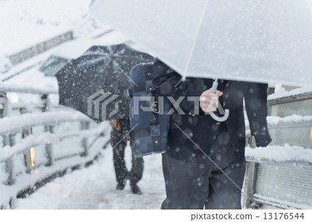 high school student, go to school, snowy 13176544