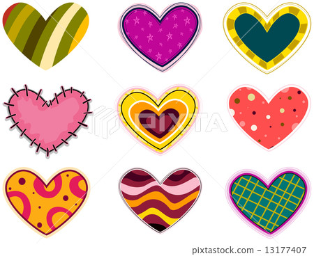 Funky Heart Patches - Stock Illustration [13177407] - PIXTA