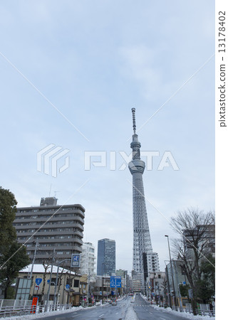 tokyo sky tree, winter, cold spell 13178402